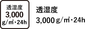 透湿度 3,000 g/㎡･24h